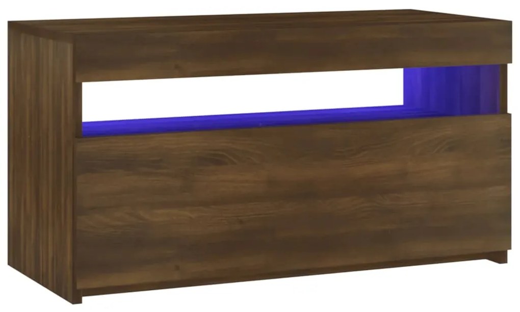 Móvel de TV com luzes LED 75x35x40 cm carvalho castanho