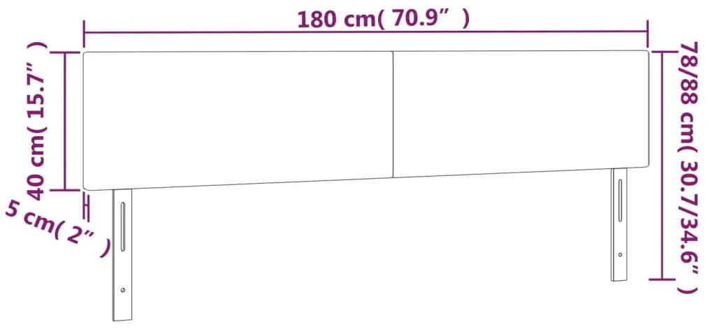 Cabeceira de cama c/ luzes LED veludo 180x5x78/88cm azul-escuro