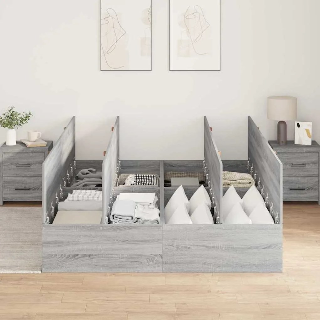 Estrado de cama com arrumação cinza Sonoma 135 x 190 cm