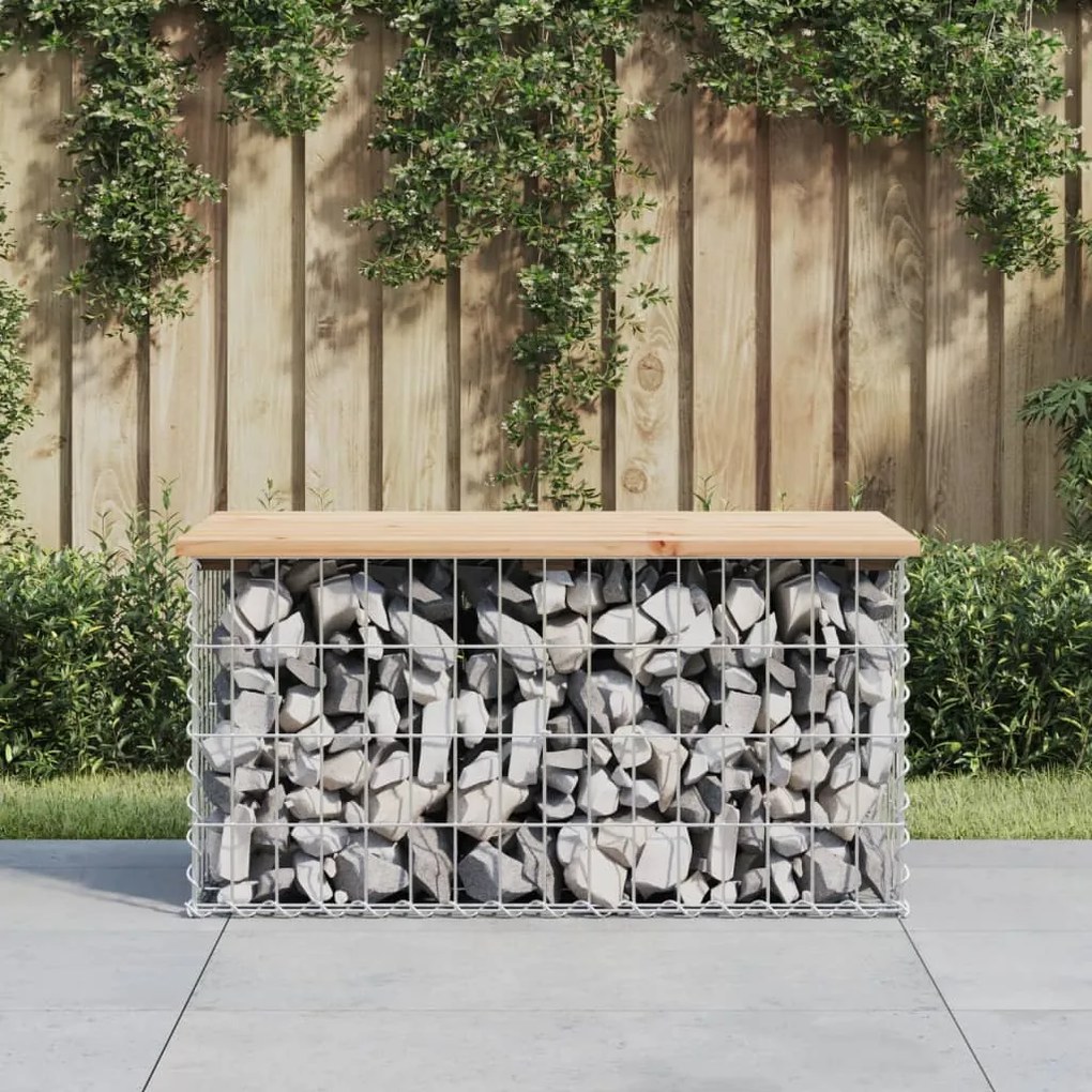 vidaXL Banco de jardim c/ design gabião 83x44x42 cm pinho maciço