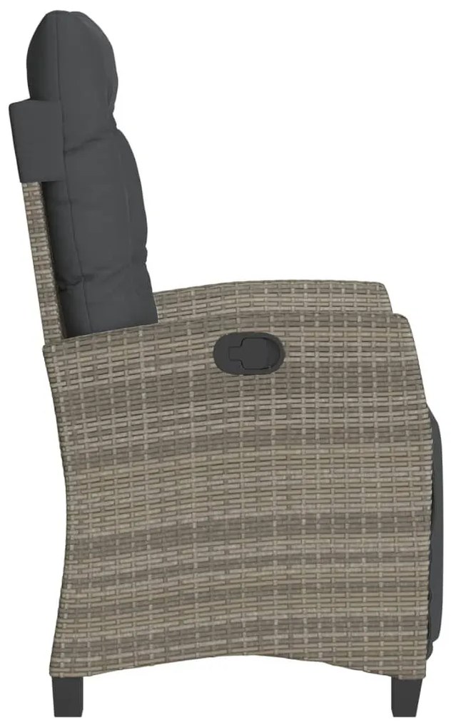 Cadeiras jardim reclináveis 2 pcs c/ apoio de pés vime PE cinza
