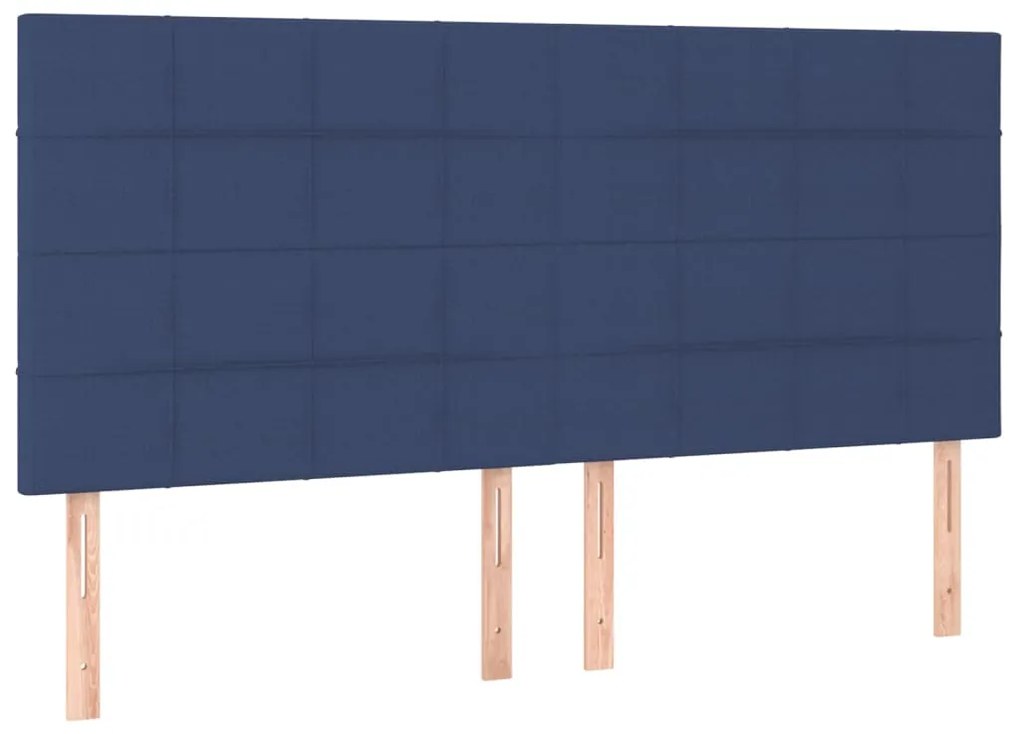 Cabeceira de cama c/ luzes LED tecido 160x5x118/128 cm azul