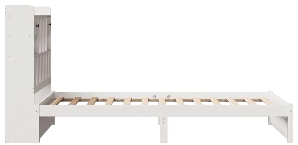 Cama com estante sem colchão 90x200 cm pinho maciço branco