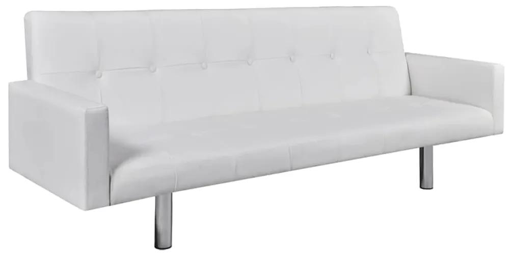 242215 vidaXL Sofá-cama com apoios de braço, couro artificial branco