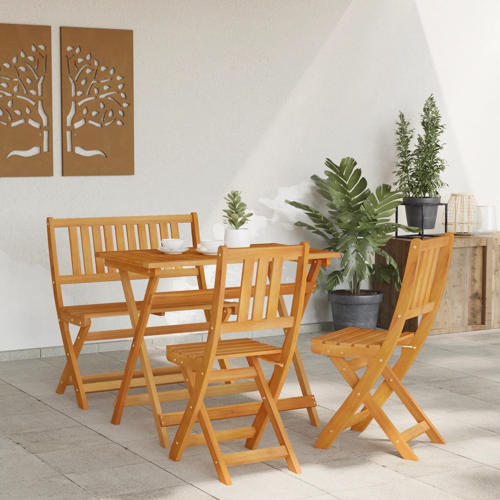 Conjunto de Bistro de Jardim de 4 Peças vidaXL de Madeira Maciça de Ac