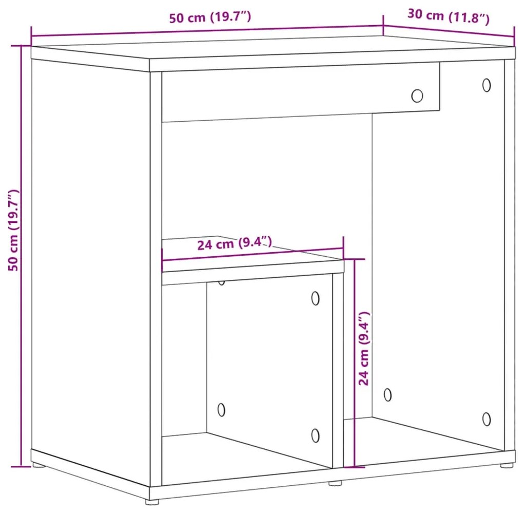 Mesas de apoio 2 pcs 50x30x50 cm derivados madeira cinza sonoma