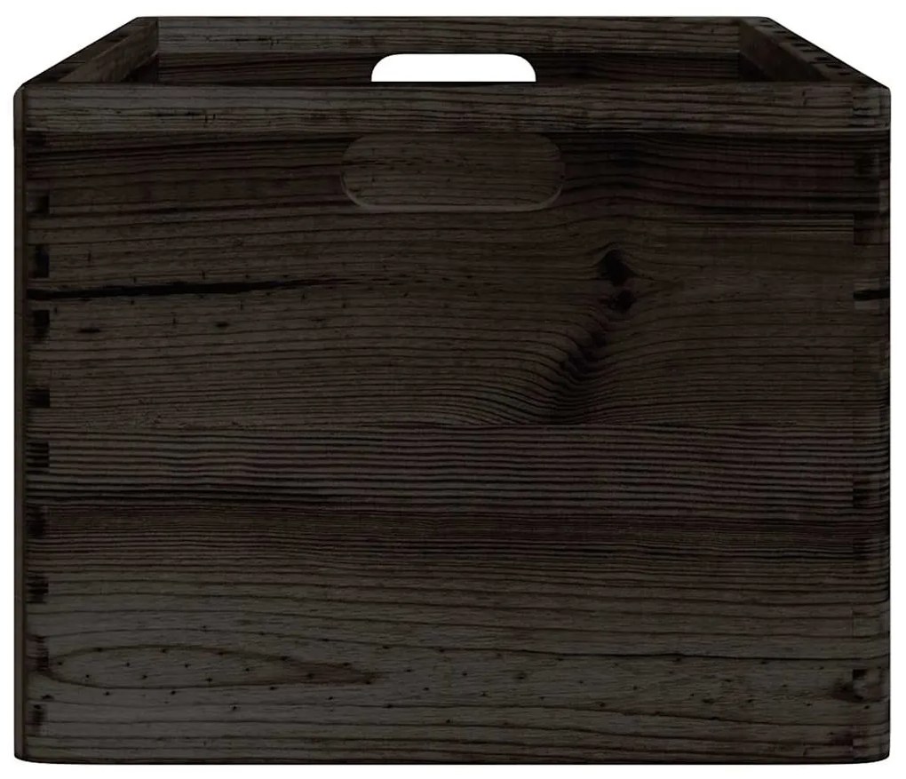 Caixa madeira com pegas preta 40x30x23 cm pinho madeira maciça