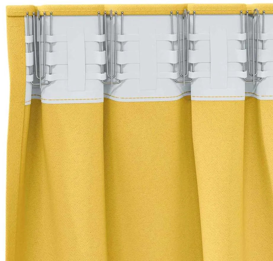 Cortinas 2 pcs amarelo mostarda 225 x 140 cm Poliéster
