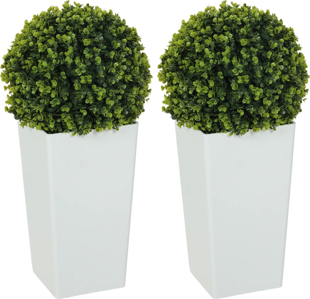 HOMCOM Conjunto de 2 Esferas de Eucalipto Artificial 65 cm Planta Artificial com Proteção UV, 330 Folhas no Vaso, Verde | Aosom Portugal