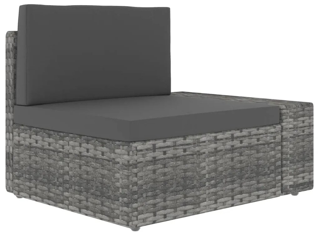 8 pcs conjunto lounge de jardim vime PE cinzento