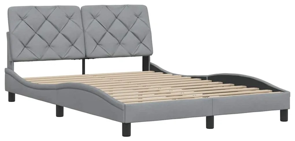 Estrutura de cama sem colchão 140x200 cm tecido cinzento-claro