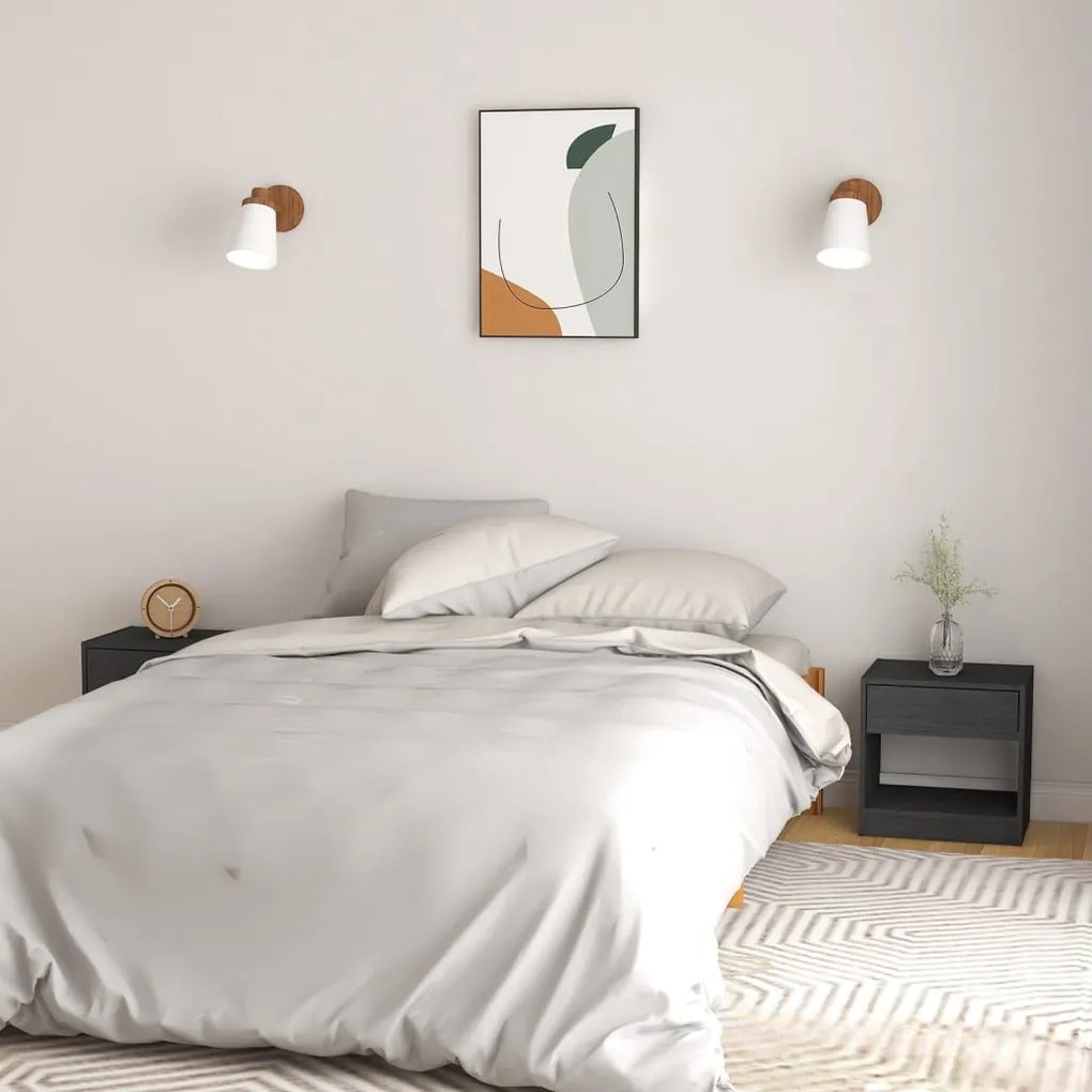 vidaXL Mesas de cabeceira 2 pcs 40x31x40 cm pinho maciço cinzento