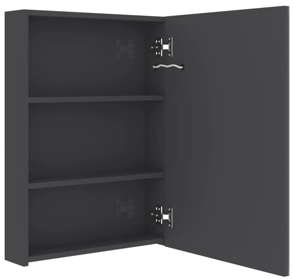 Armário espelhado casa de banho LED 50x13x70 cm cinza brilhante