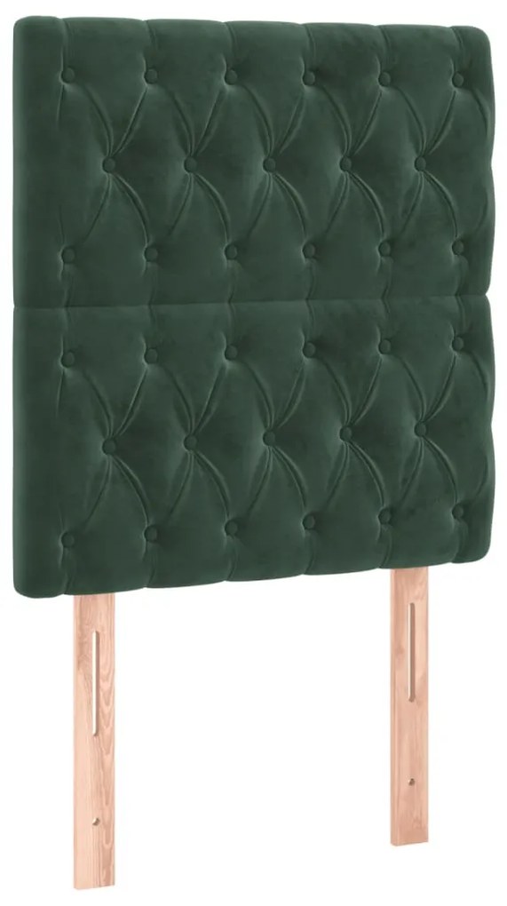 Estrutura de cama sem colchão 80x200 cm veludo verde-escuro