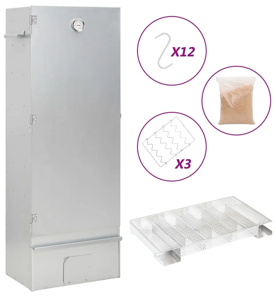 vidaXL Defumador p/ churrasqueira c/ gerador fumo frio aço galvanizado