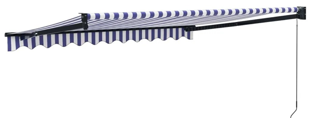 Toldo retrátil 3,5x2,5 m tecido e alumínio azul e branco