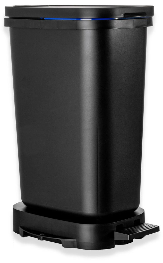 Balde Lixo Eco Preto com Base / Aro Azul 20l 36X25.5X50cm