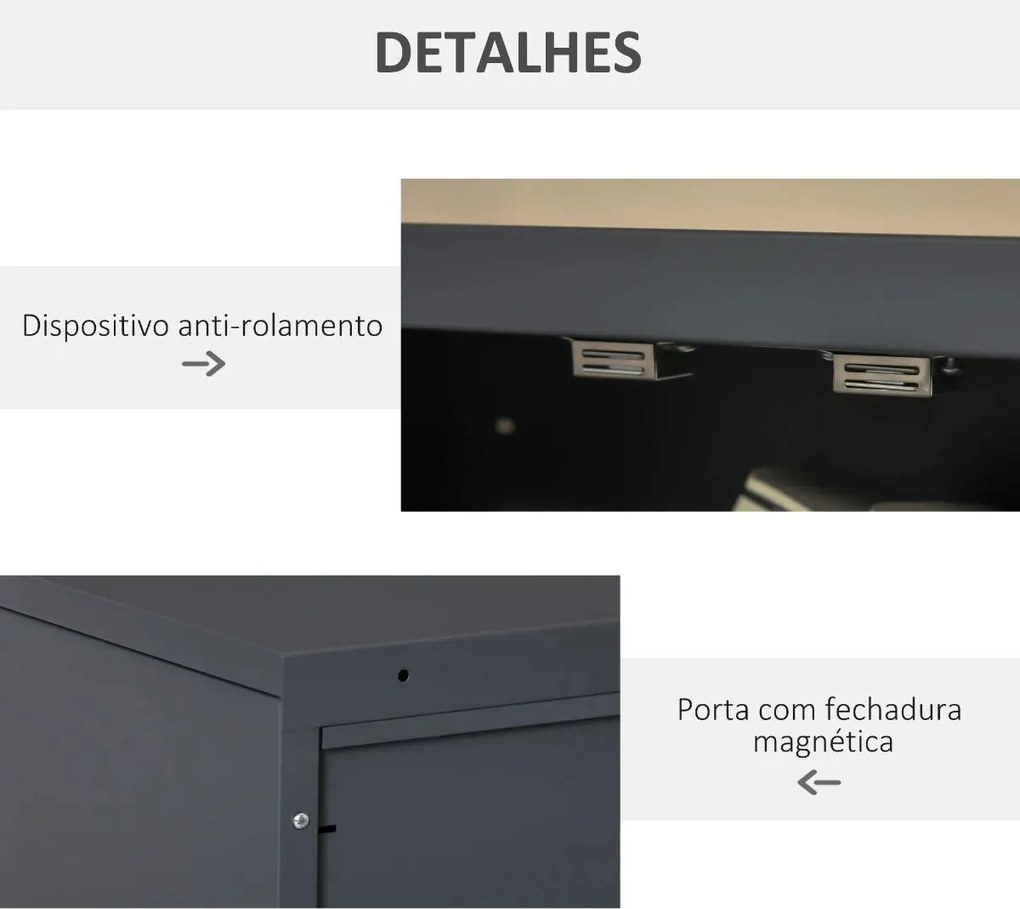 Armário de Metal de Armazenamento com Dupla Porta 2 Prateleiras com Altura Ajustável Armário Multiúso para Escritório Dormitório Garagem 75x33x110cm C
