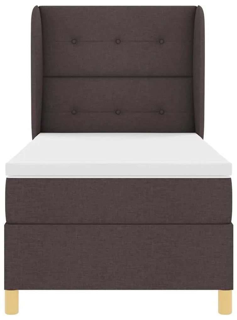Cama Box Spring vidaXL com Colchão Marrom Escuro 100x200 cm Tecido
