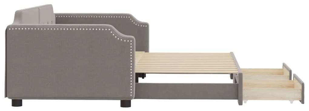 Sofá-cama c/ gavetão/gavetas 100x200cm tecido cinza-acastanhado