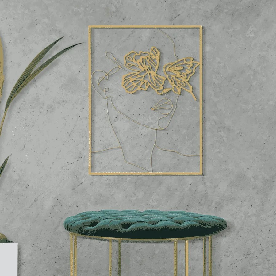 PAINEL DE PAREDE DE FERRO COM SUPERFÍCIE DOURADA 60X1X80 CM DOURADO