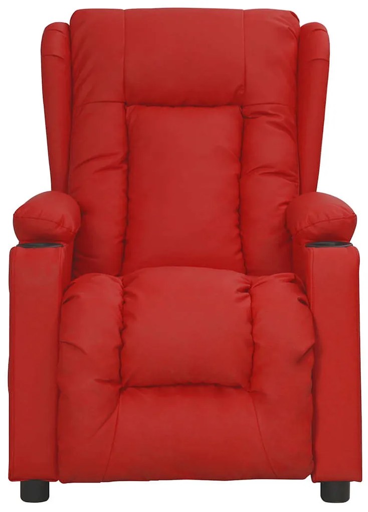 Poltrona massagens elevatória couro artificial vermelho tinto