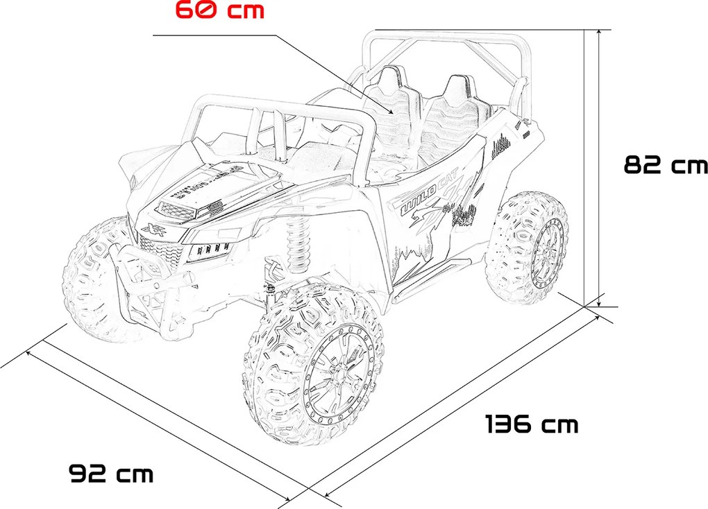 Buggy elétrico para Crianças 24V, 4x4 Arctic Cat WILDCAT XX, 2 Lugares Rodas Espuma EVA, assento couro Amarelo