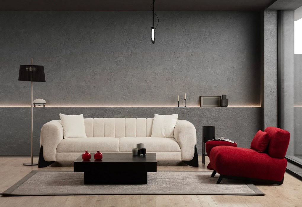 Sofá de 3 Lugares Sandreo – Branco – 248x100x70 cm