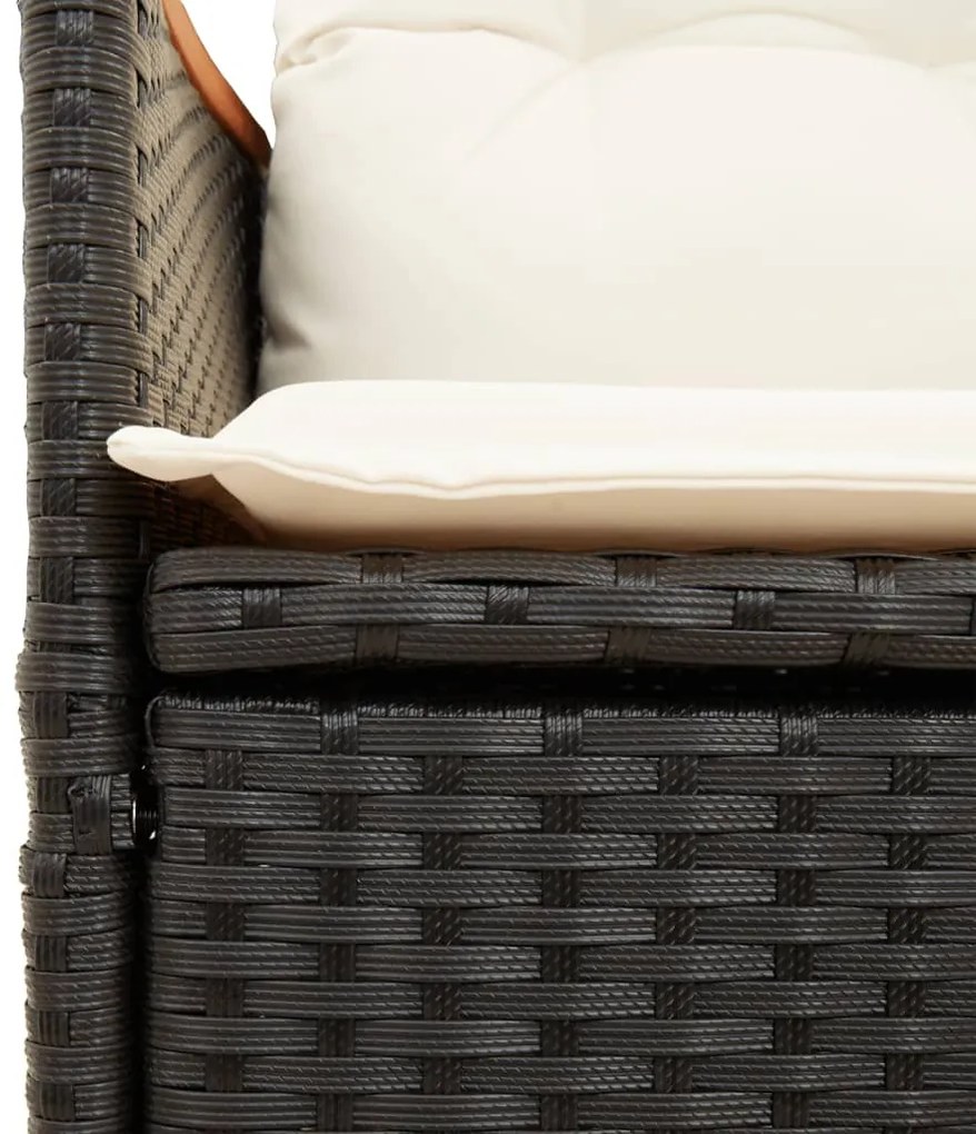 3 pcs conjunto de bistrô com almofadões vime PE preto