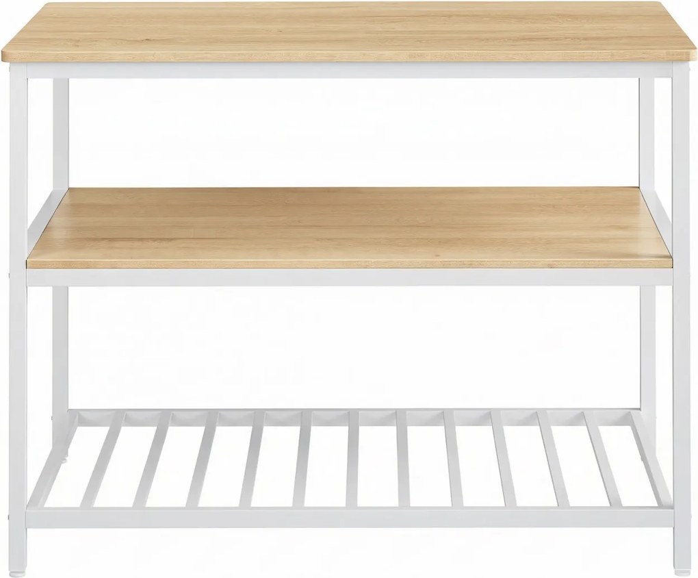 Armario de cozinha com grande bancada 60 x 120 x 90 cm, prateleira para micro-ondas com 3 níveis Cor carvalho + branco