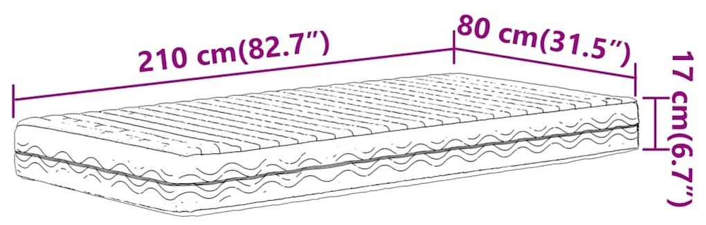 Colchão de espuma 80x210 cm dureza H2 H3 branco