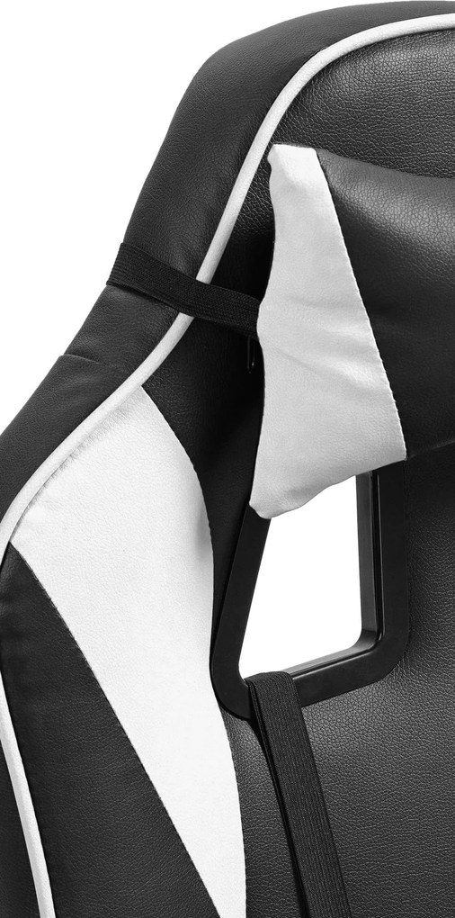 Cadeira de escritório em couro sintético preta e branca