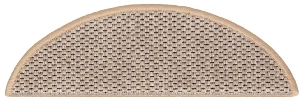 Tapetes escada adesivos aspeto sisal 15pcs 56x17x3cm bege-claro