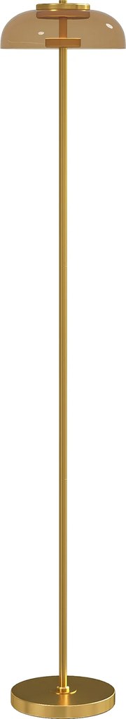 HOMCOM Candeeiro de Pé para Sala Lâmpada Led para Sala com Luz Quente 3000 K e Interruptor de Pé Ø25x134cm Tom Latão | Aosom Portugal