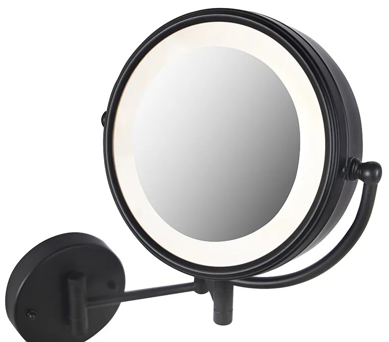 Espelho de parede design preto com LED ajustável IP44 com puxador - Vicino