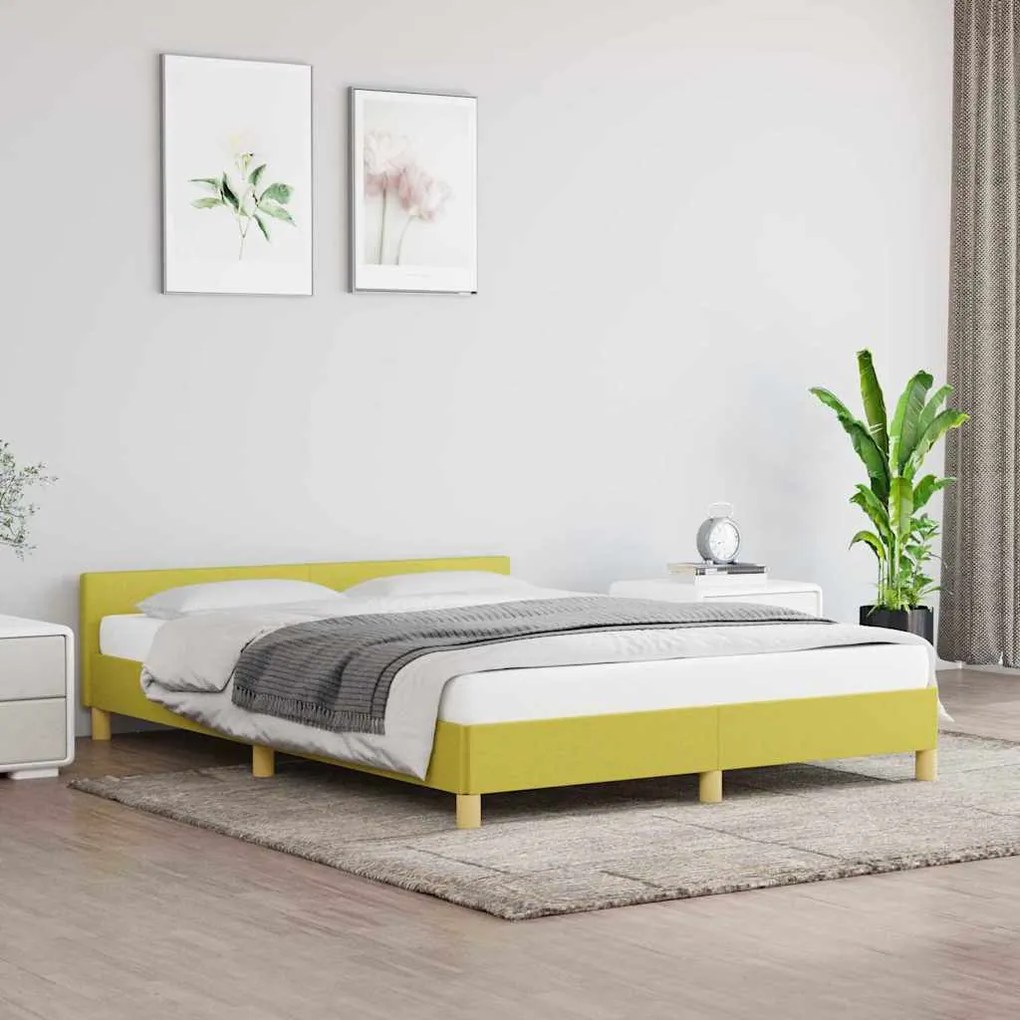 vidaXL Estrutura de cama sem colchão 140x200 cm tecido verde