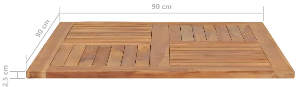 Tampo de mesa quadrado 90x90x2,5 cm madeira de teca maciça