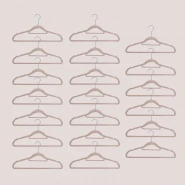 Pack De 20 Cabides Em Veludo Palou Castanho Trigo - Sklum