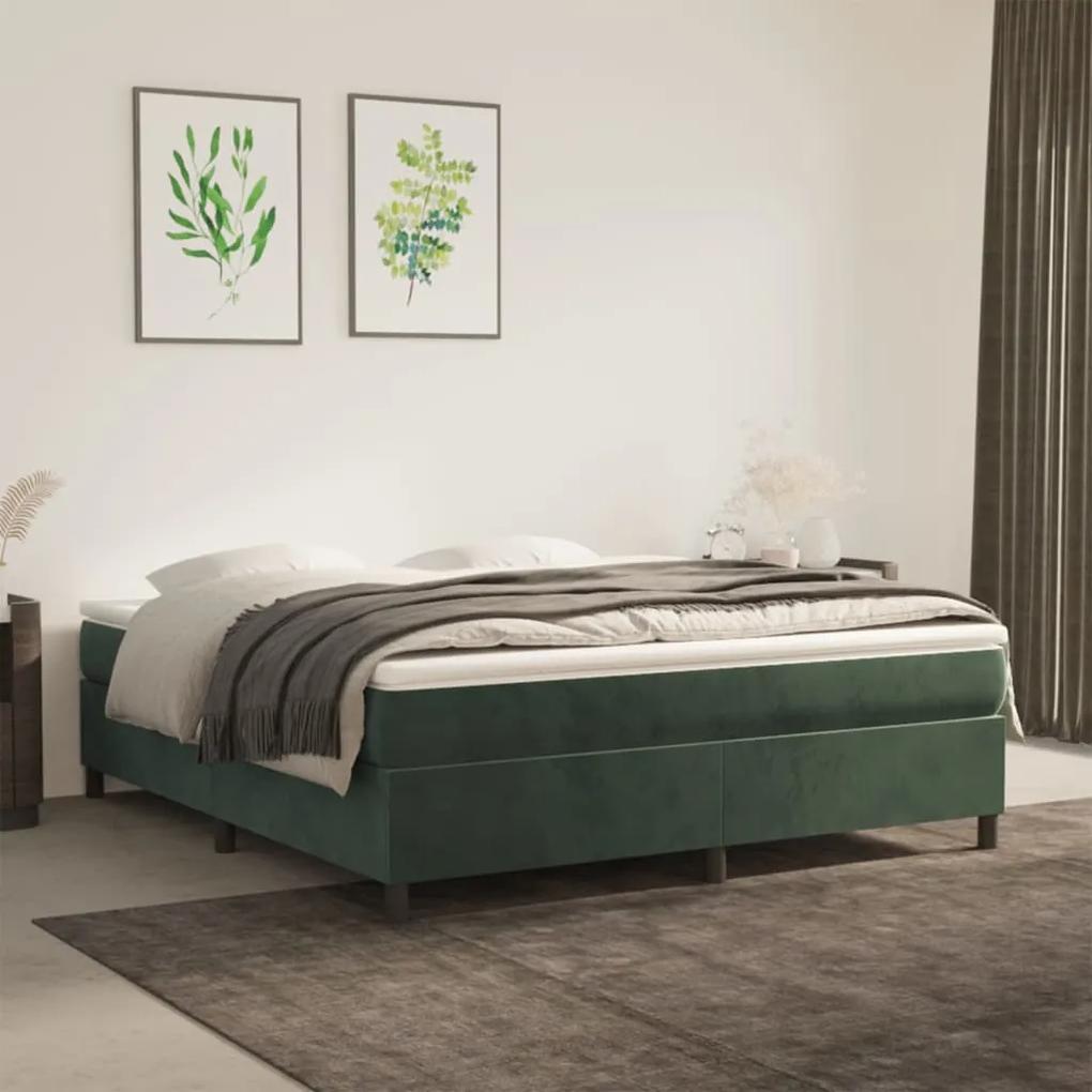 3121135 vidaXL Estrutura de cama com molas 180x200 cm veludo verde-escuro