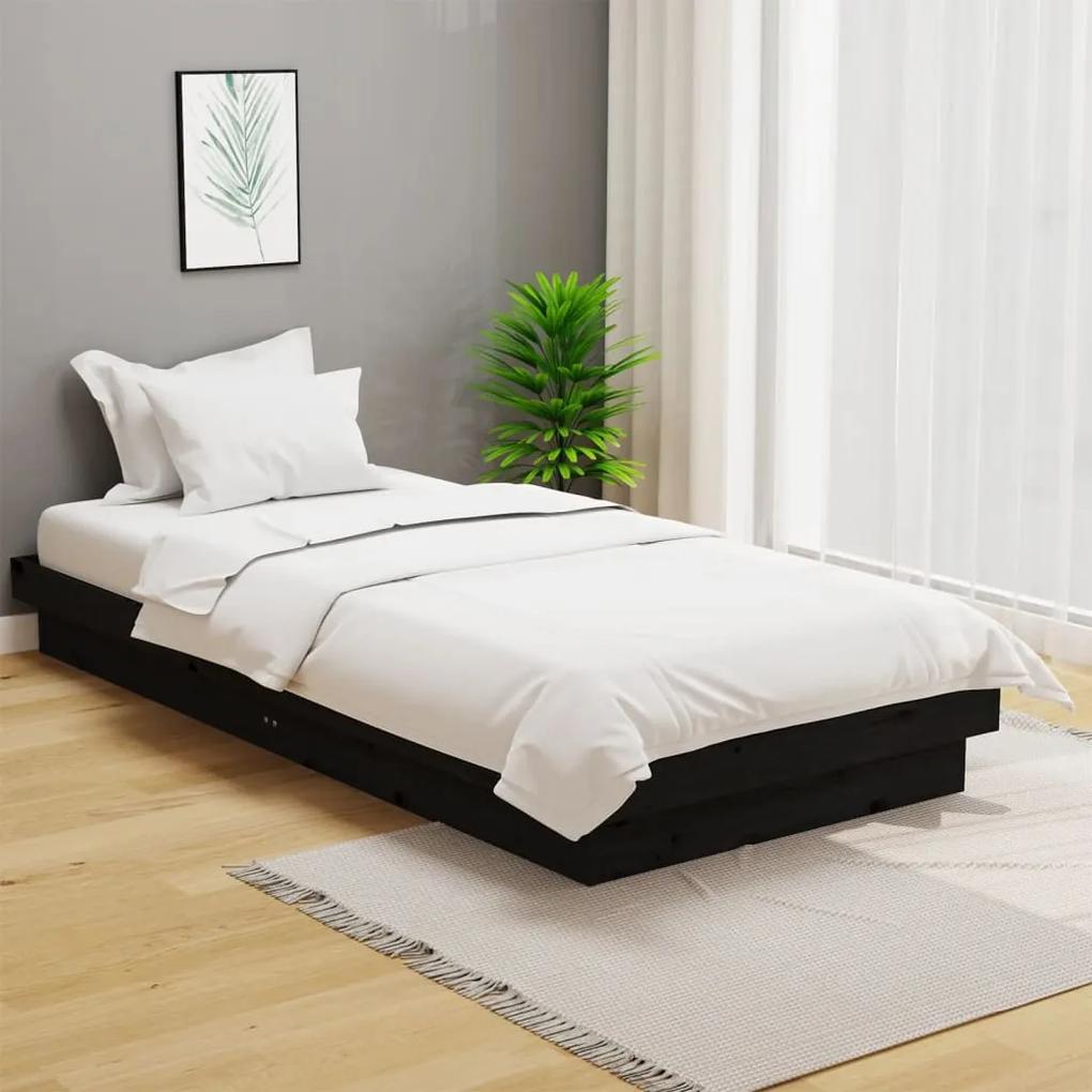 Estrutura de cama 90x200 cm madeira maciça preto