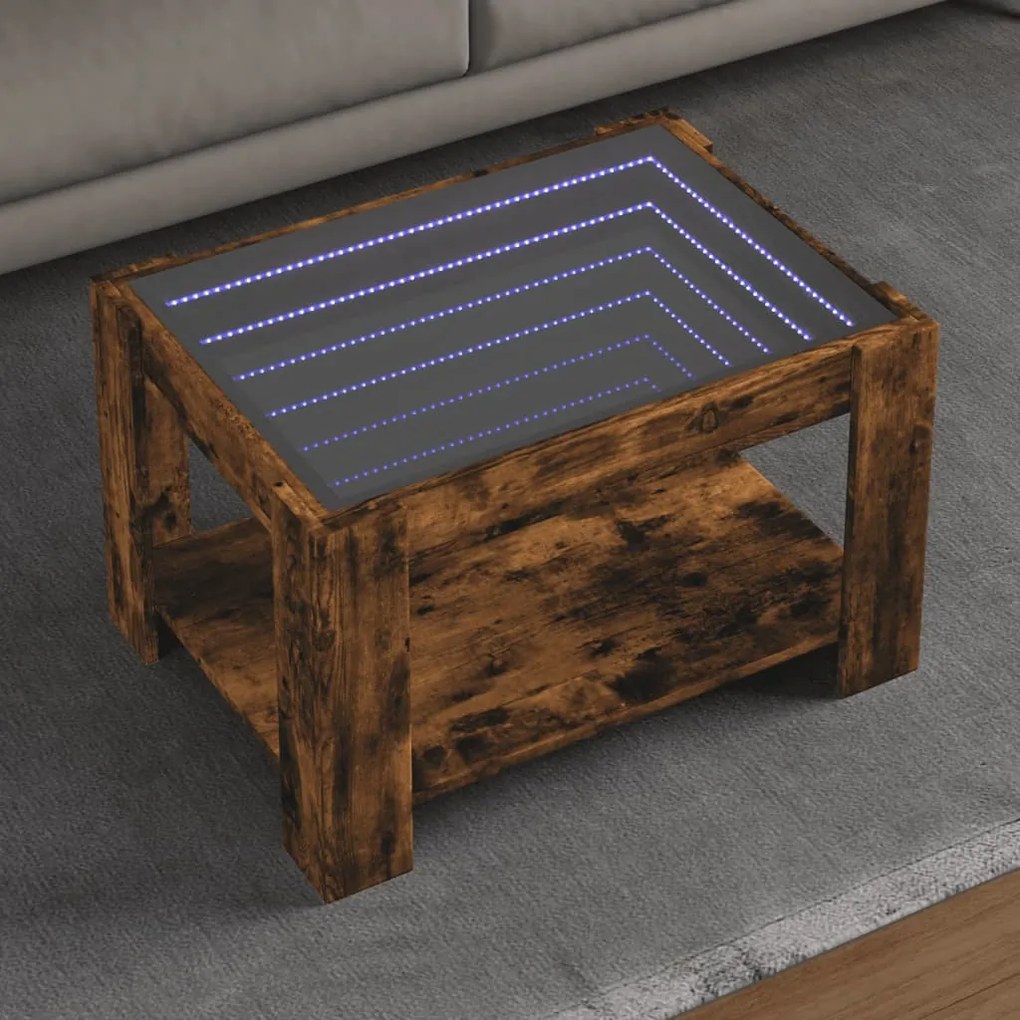 Mesa de centro c/ LEDs 73x53x45 cm derivados de madeira