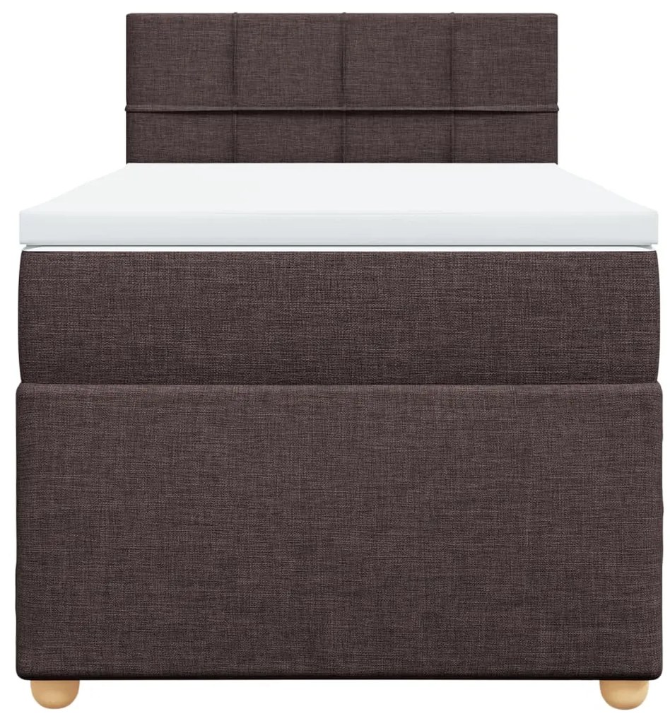 Cama com molas/colchão 90x190 cm tecido castanho-escuro
