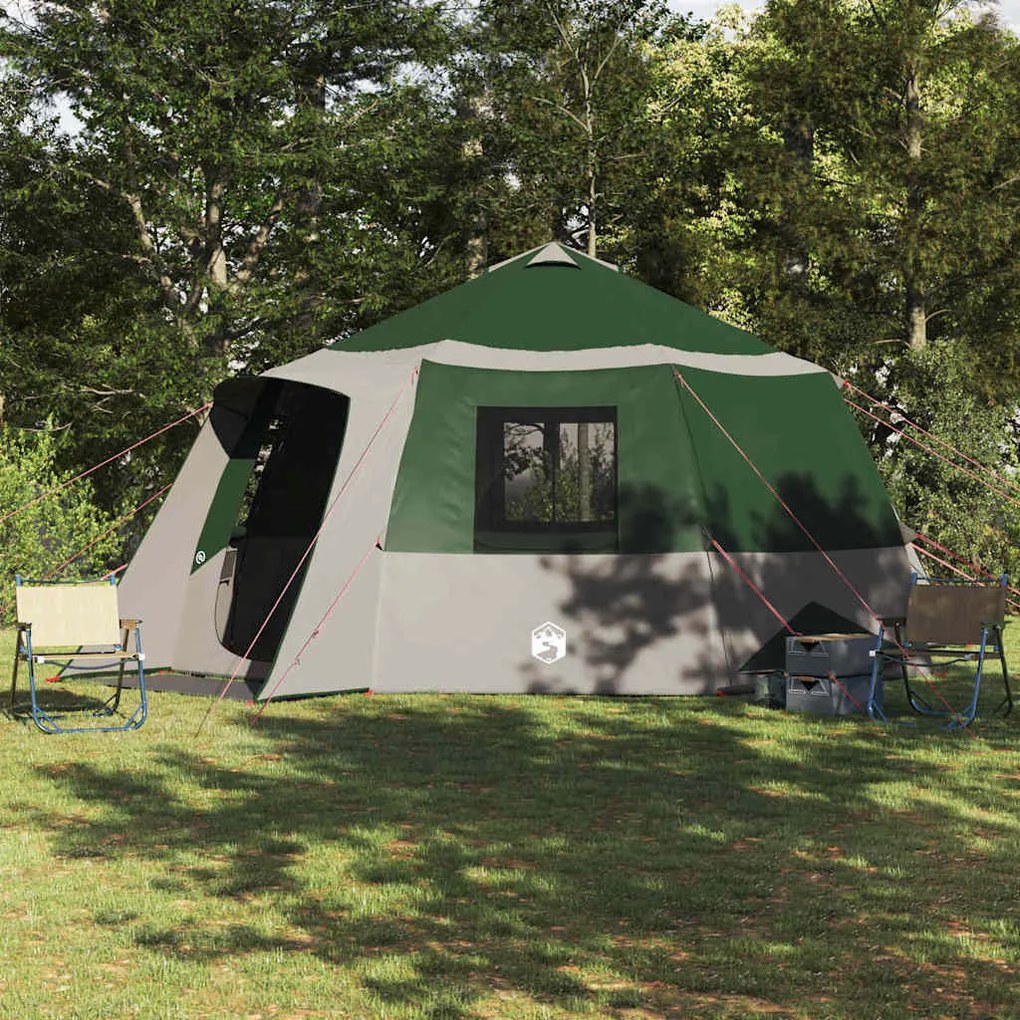 vidaXL Barraca Cabana com telhado Verde e Cinza 500 x 500 x 294 cm