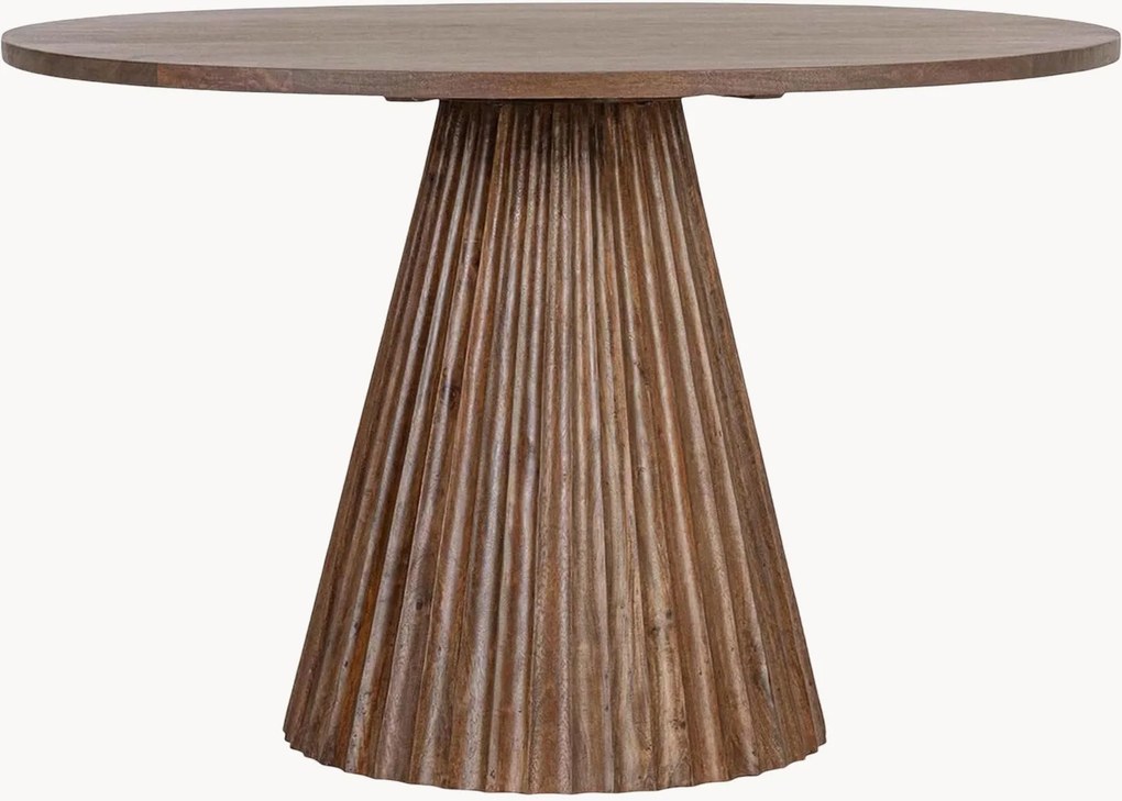 Mesa de jantar redonda em madeira de manga com perna canelada Orissa, Ø 120 cm