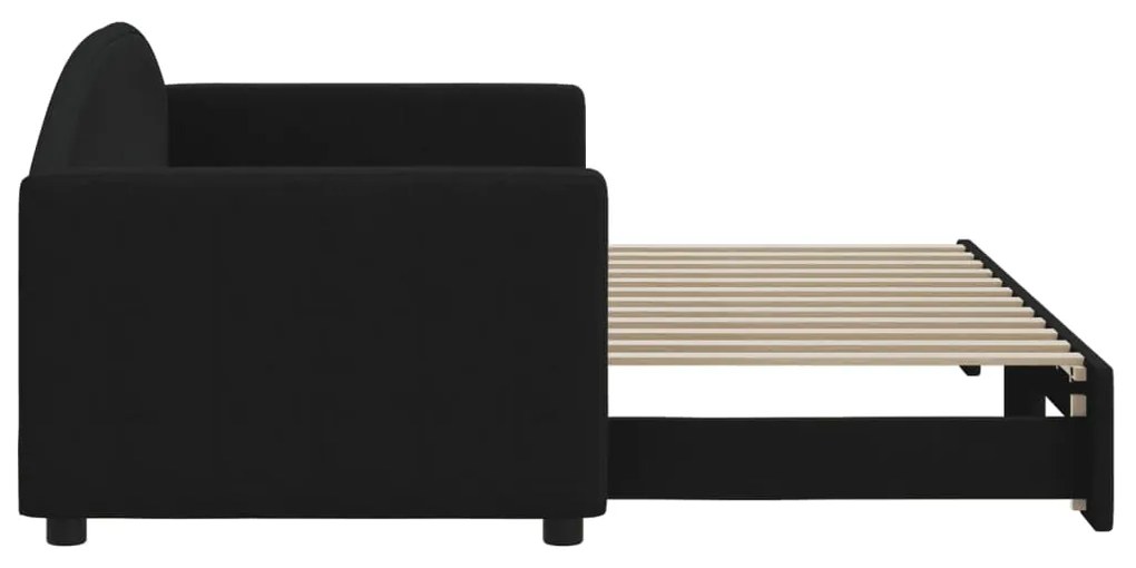 Sofá-cama com gavetão 80x200 cm tecido preto