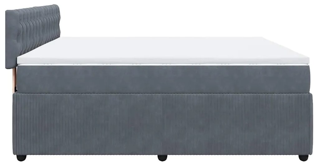 Cama com molas/colchão 200x200 cm veludo cinzento-escuro