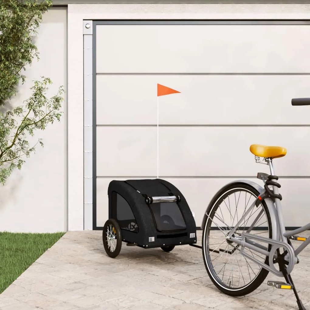vidaXL Reboque bicicleta p/ animais tecido oxford/ferro preto