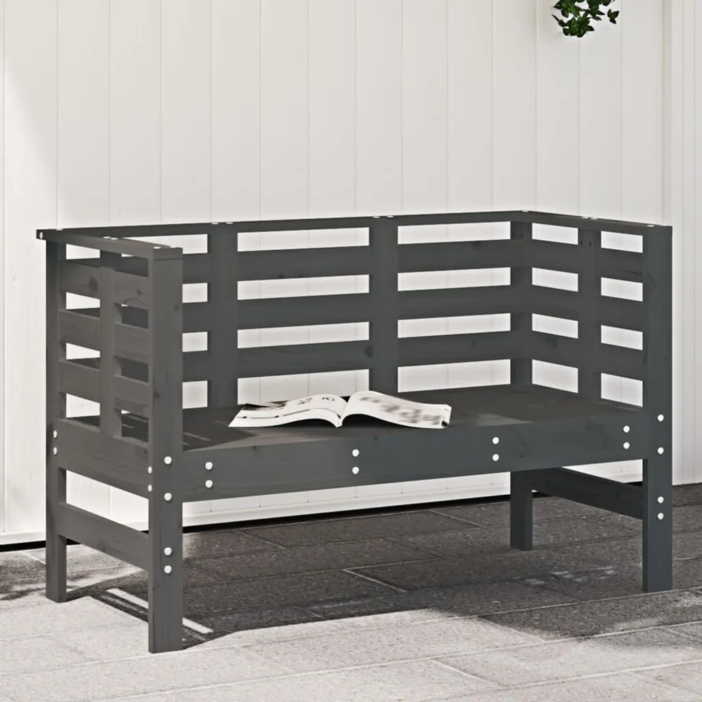 vidaXL Banco de jardim 111,5x53x71 cm madeira de pinho maciça cinzento