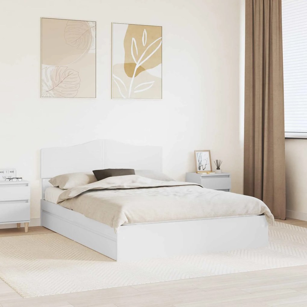 vidaXL Cama com Armazenamento Branco 150 x 200 cm Madeira processada