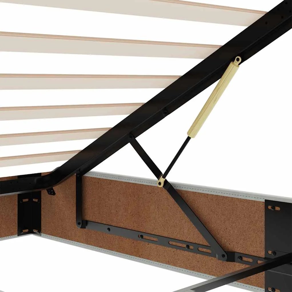 Estrutura de cama otomana com colchão 200x200 cm cinzento claro